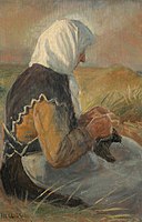 painting from Michael Ancher of a woman knitting, 1920 (Michael Peter Ancher, Public domain, via Wikimedia Commons)